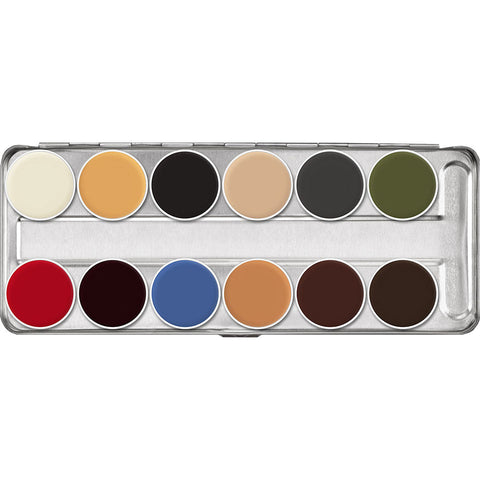 Kryolan Rubber Mask Grease Palette - 12 Colours