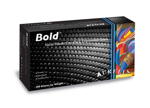 Bold Powder Free Black Nitrile Gloves (100 per box)